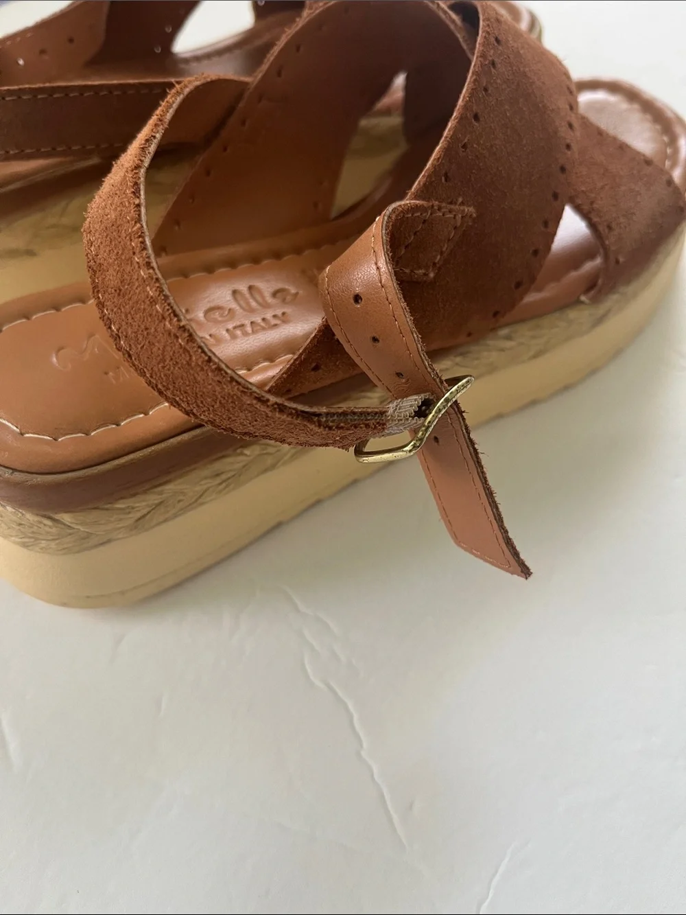 Mariella Comfort Suede Cross-Strap Slingback Sandals — Brown